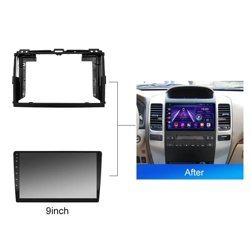 2 Din Car radio 9'' Face Frame For Toyota Land Cruiser Prado 120 2002-2009 Center Control Fascia Stereo Panel Dash Kit