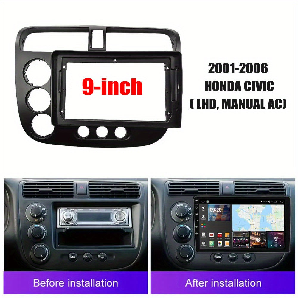 9 inch Car Radio Frame Fascia For HONDA Civic 2001-2006 auto Dash Trim Kits Panel car Radio Multimedia Dash Kit frame