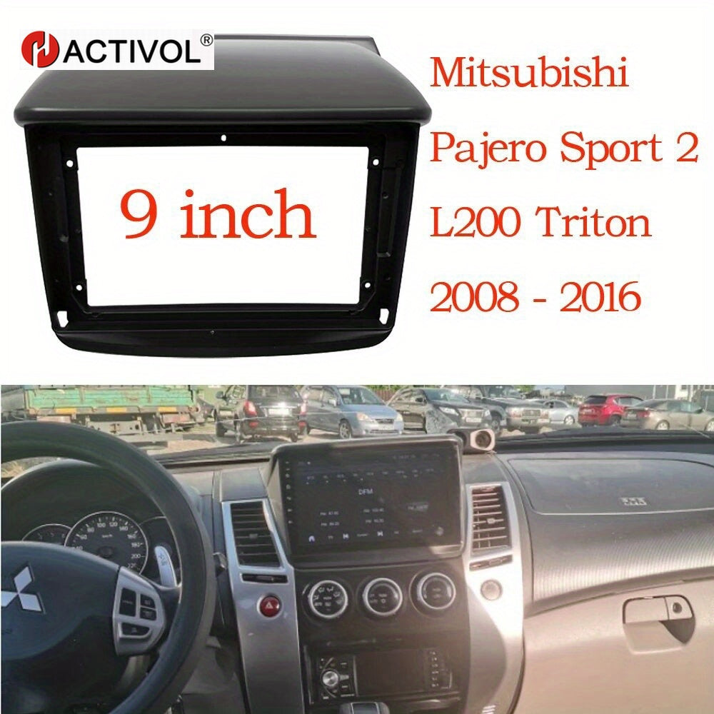Facias de radio para automóvil de 9 pulgadas diseñadas para modelos Mitsubishi Pajero Sport, L200 y Triton de 2008 a 2016 Marco estéreo para automóvil 2 DIN
