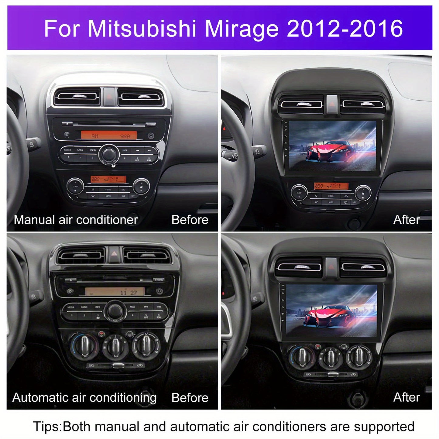 9 inch Car Radio Frame Fascia For Mitsubishi Mirage 2012-2018 auto Dash Trim Kits Panel car Radio Multimedia Dash Kit frame