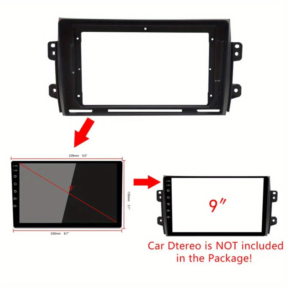 9 Inch Car Radio Fascia Frame - Durable ABS Plastic Stereo DVD Player Surround Trim Panel for Suzuki SX4, for FIAT SEDICI - Easy Installation, No Battery Required, Car Radio Accessories