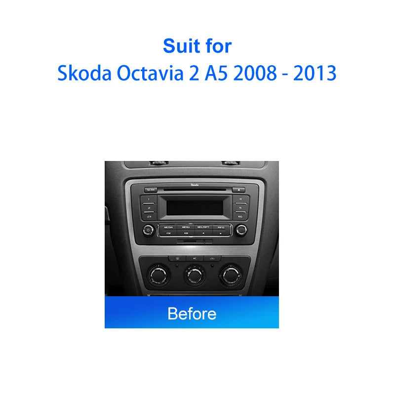 2 Din Car Radio Fascia frame for Skoda Octavia 2 A5 2008 2013 car Radio Panel Dash Kit Installation Frame Trim Bezel