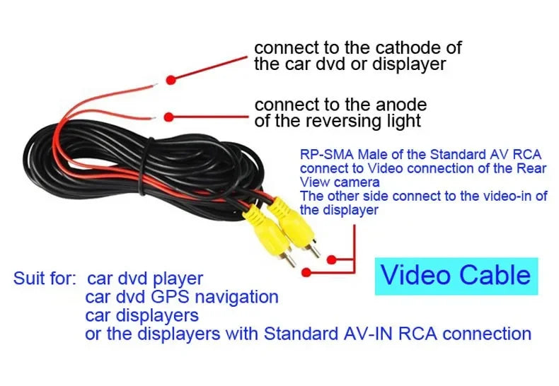 Cámara de visión trasera para coche AHD, monitor de vídeo HD para aparcamiento en reversa, lente de visión nocturna impermeable, cable de 6 m para radio de coche Android Mp5.