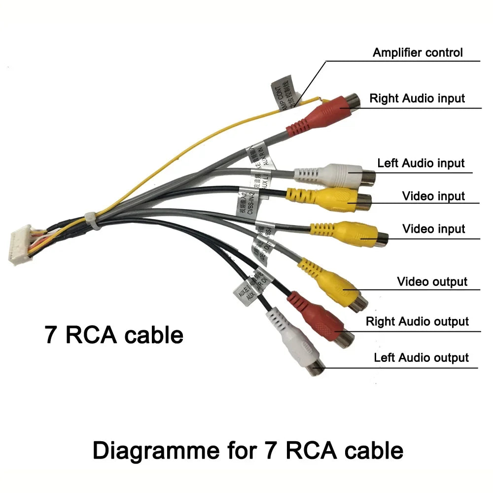 20 P car radio cable Car Stereo Plug Radio RCA Output AUX Wire Harness Wiring Connector Adaptor subwoofer cable 4G SIM card slot