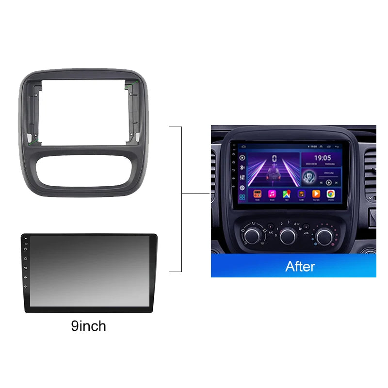 Car Radio For Renault Trafic 3 2014 - 2021 For Opel Vivaro B 2014 - 2018 Android 2 Din Stereo Mounting Bezel Faceplate Frame Kit
