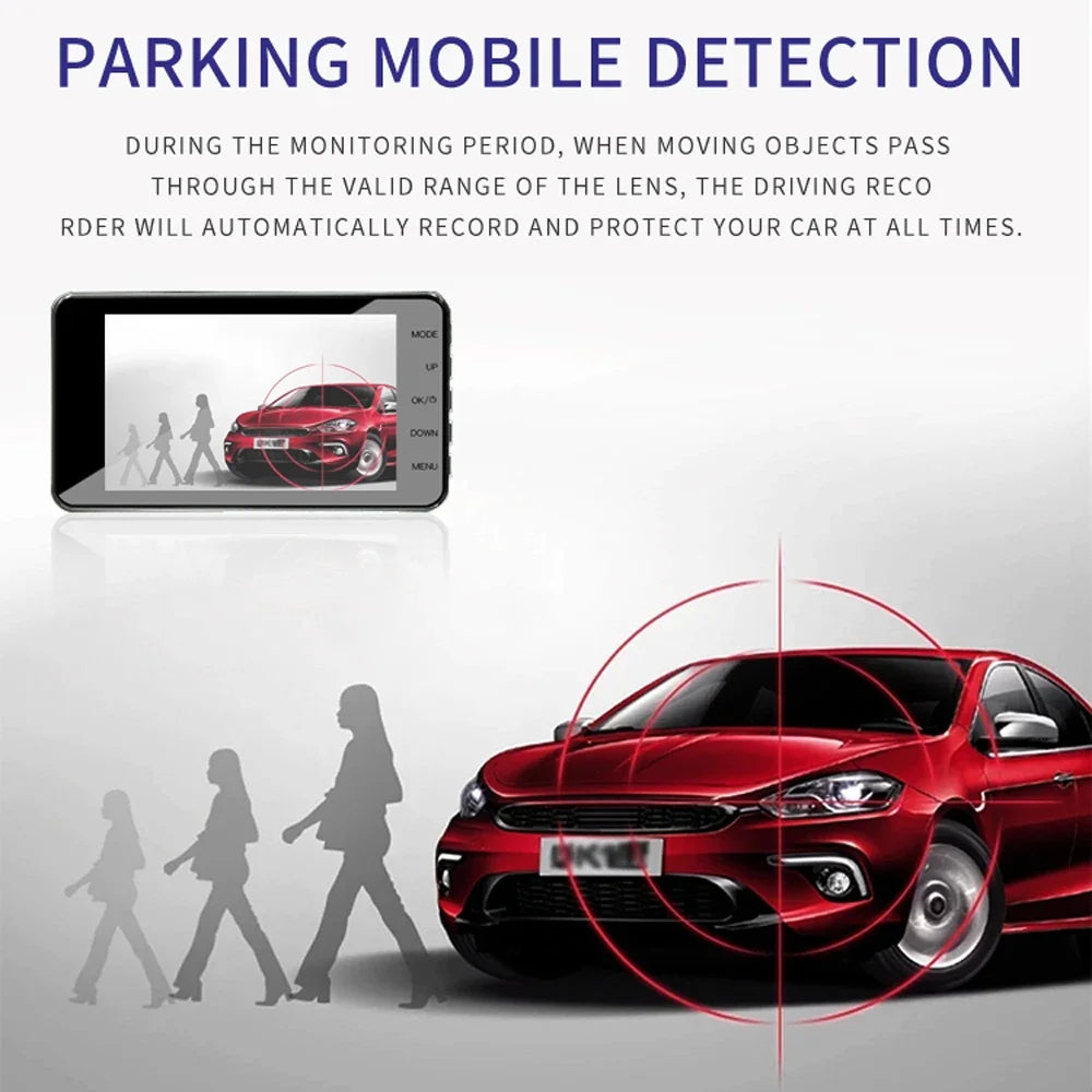 Cámara DVR para coche, cámara de salpicadero, grabadora de vídeo de caja negra, visión trasera, lente doble, grabación de ciclo HD, accesorio para coche, cámara de salpicadero