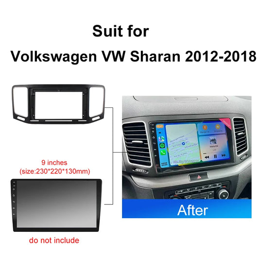 Android car audio radio frame fascia for Volkswagen VW Sharan 2012 2018 2din dash mount Fascia Stereo Panel Frame