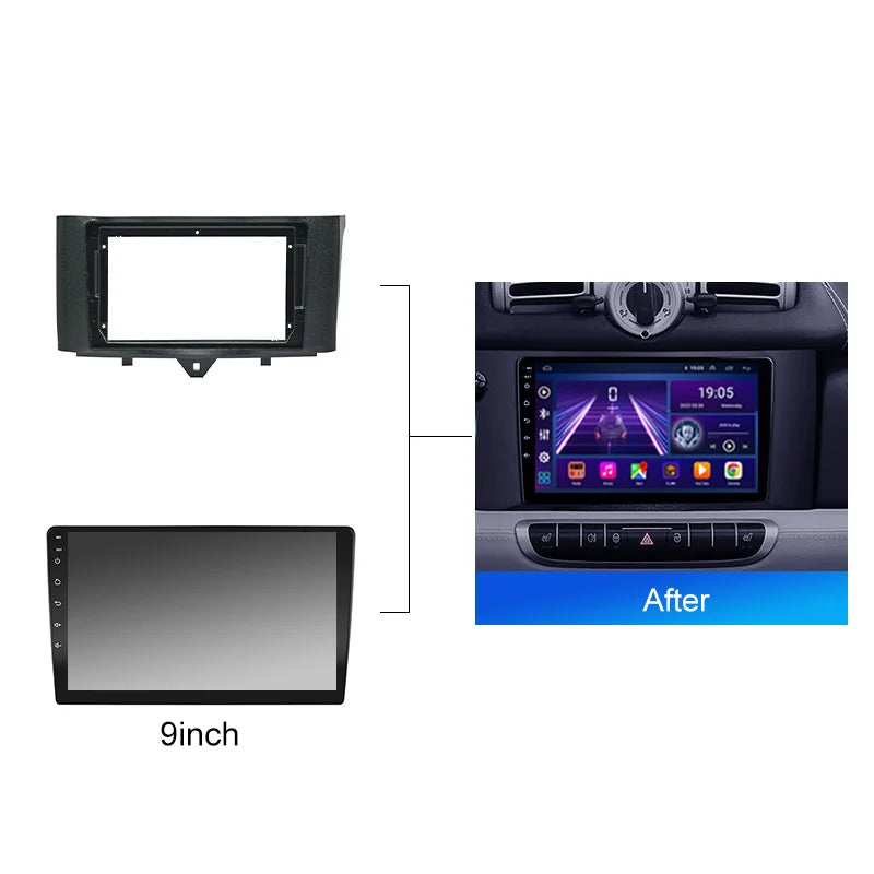 2 DIN Car Radio For Mercedes Benz Smart Fortwo 2011 2015 Android 2 Din dvd gps Stereo Mounting Bezel Faceplate Frame Kit