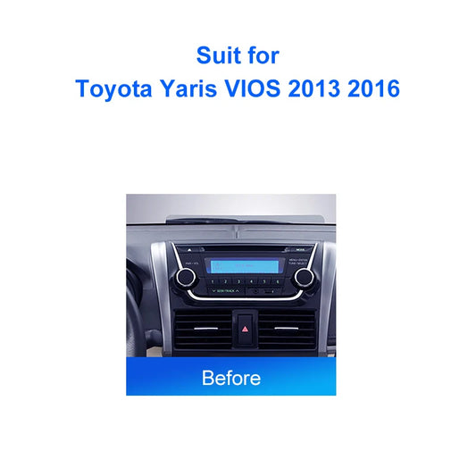 2 Din Car radio 9'' Face Frame For Toyota Yaris VIOS 2013 2016 Center Control Dashboard Fascia Stereo Panel Dash Kit