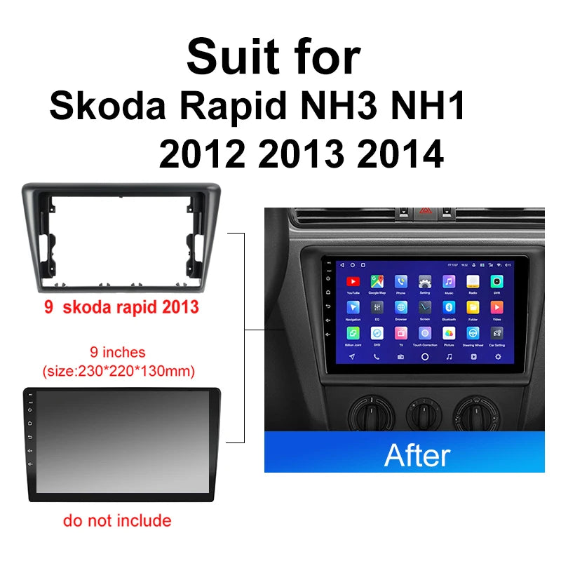 2 DIN Car Radio For Skoda Rapid NH3 NH12012 2014 Android 2 Din dvd gps Stereo Mounting Bezel Faceplate Frame Kit