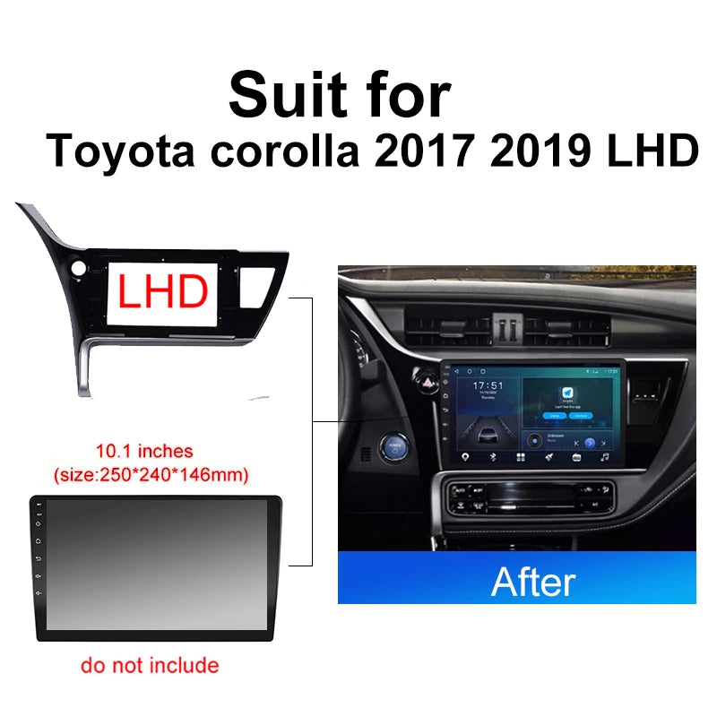 Car Radio For Toyota corolla 2017 2019 Android 2 Din dvd gps Stereo Mounting Bezel Faceplate Frame Kit