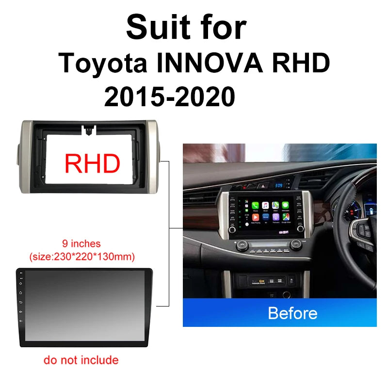 Car Radio For Toyota INNOVA 2015-2020 Android 2 Din dvd gps Stereo Mounting Bezel Faceplate Frame Kit