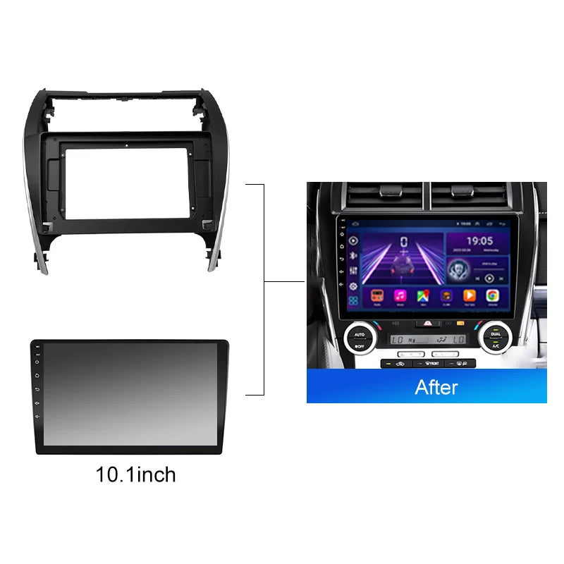 2 Din Car radio 9'' Face Frame For Toyota Camry USA Mid-east 2012 2014 Center Control Fascia Stereo Panel Dash Kit