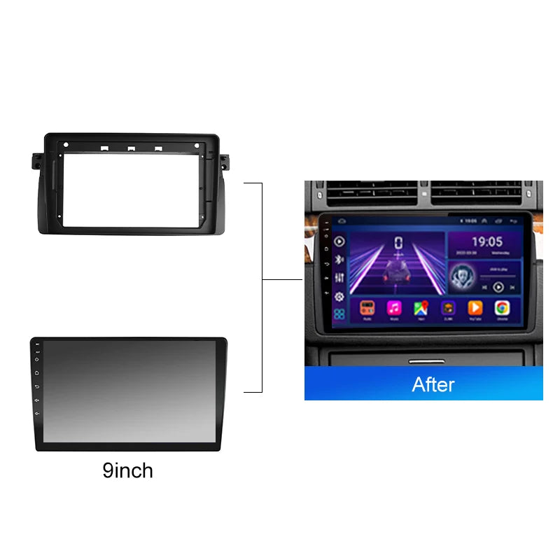 2 DIN Car Radio For BMW E46 M3 318i 320i 325i 330 335 Android 2 Din dvd gps Stereo Mounting Bezel Faceplate Frame Kit