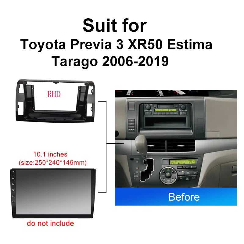 Car Radio For Toyota Previa 3 XR50 Estima Tarago 2006 2019 Android 2 Din dvd gps Stereo Mounting Bezel Faceplate Frame Kit