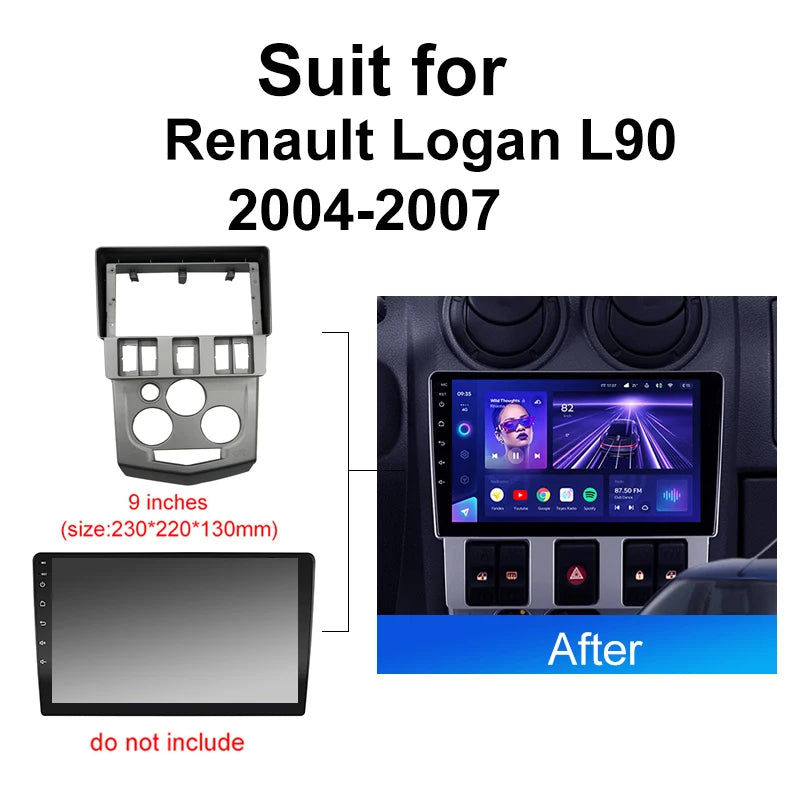 Android car audio radio frame fascia for Renault Logan 2004 2009 2din dash mount Fascia Stereo Panel Frame