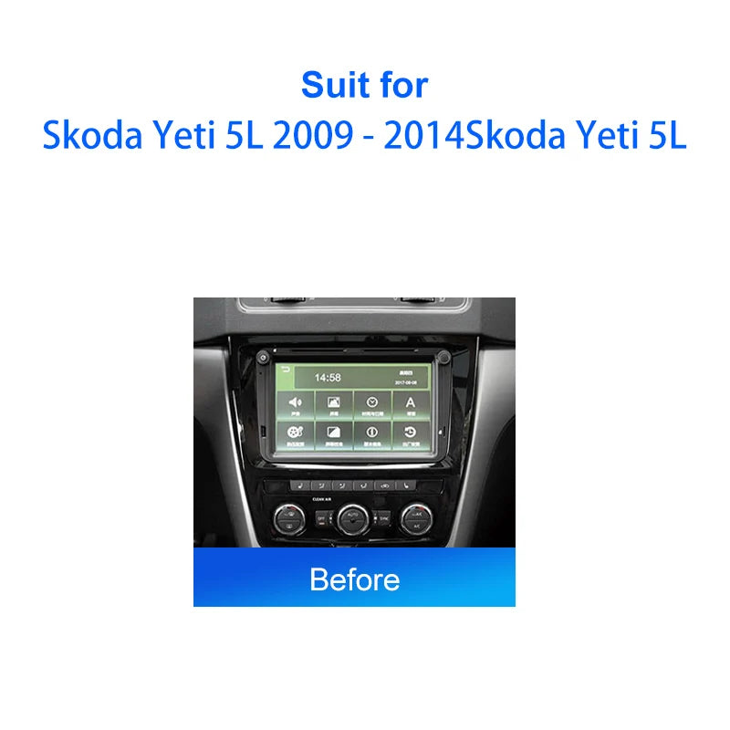 2 Din Car Radio Fascia frame for Skoda Yeti 5L 2009 2014 car Radio Panel Dash Kit Installation Frame Trim Bezel