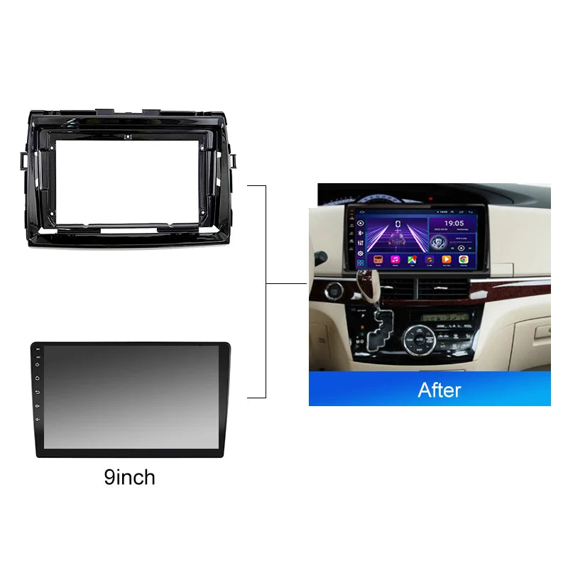 2 Din Car radio 9'' Face Frame For Toyota Previa 2006 2012 Center Control Dashboard Fascia Stereo Panel Dash Kit