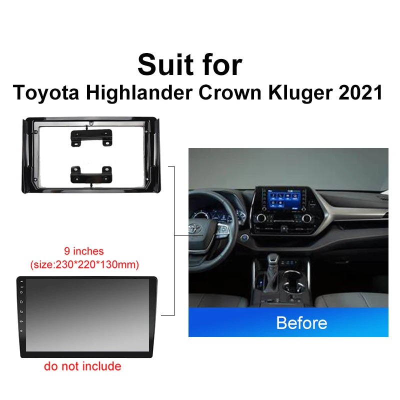 Car Radio For Toyota Highlander Crown Kluger 2021 Android 2 Din dvd gps Stereo Mounting Bezel Faceplate Frame Kit