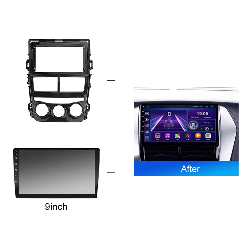 Car Radio For Toyota VIOS YARIS MANUAL 2017 2020 Android 2 Din dvd gps Stereo Mounting Bezel Faceplate Frame Kit
