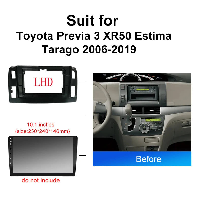 Car Radio For Toyota Previa 3 XR50 Estima Tarago 2006 2019 Android 2 Din dvd gps Stereo Mounting Bezel Faceplate Frame Kit