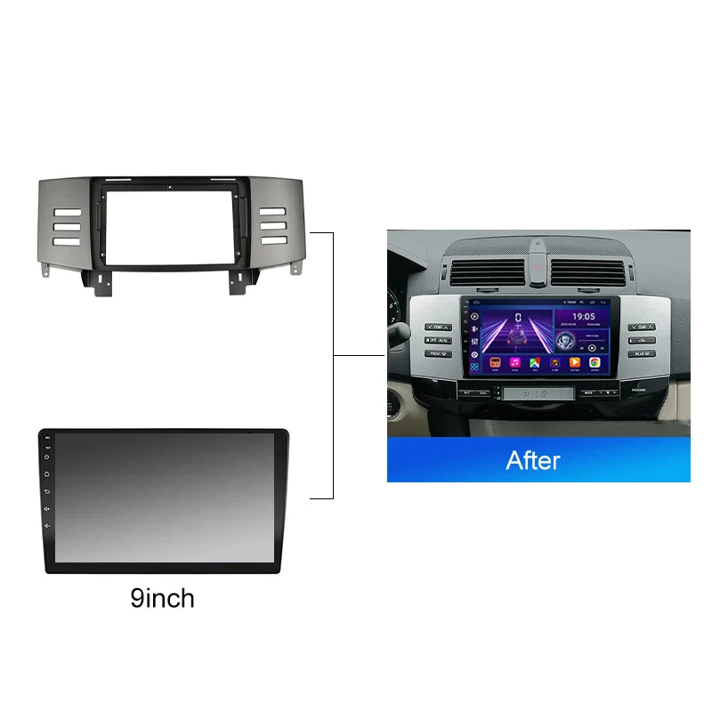 2 Din Car radio 9'' Face Frame For Toyota Reiz Mark x RHD LHD 2007 2009 Center Control Fascia Stereo Panel Dash Kit