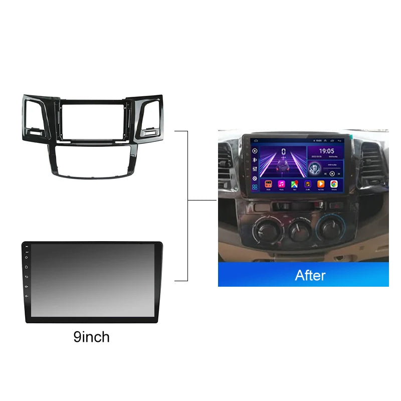 Car Radio For Toyota Fortuner Hilux vigo Manual AC 2007 2015 Android 2 Din dvd gps Stereo Mounting Bezel Faceplate Frame Kit