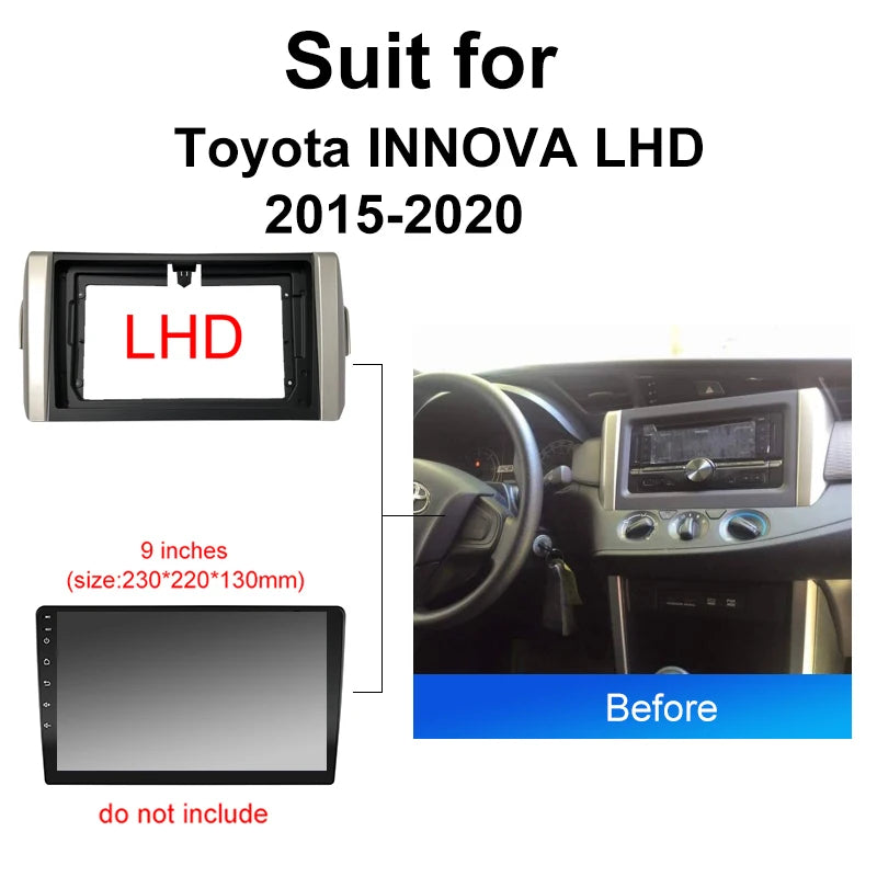 Car Radio For Toyota INNOVA 2015-2020 Android 2 Din dvd gps Stereo Mounting Bezel Faceplate Frame Kit