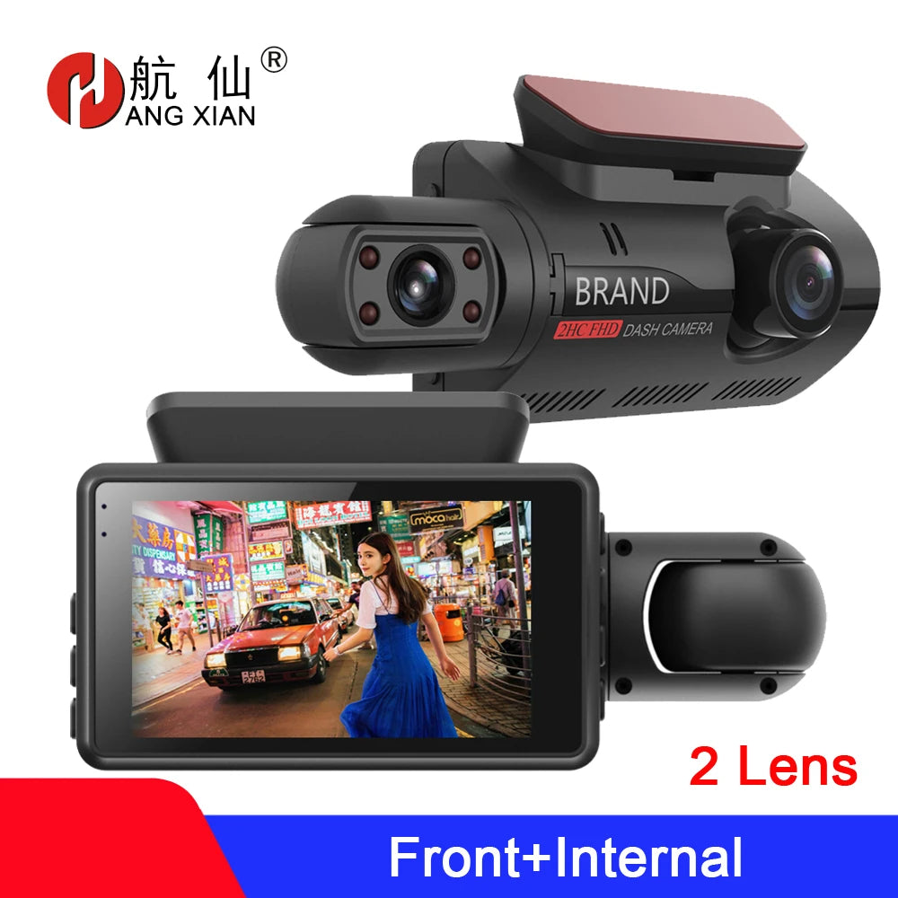 Cámara DVR para coche FHD con grabación dual, videocámara oculta, 1080P, visión nocturna, monitoreo de estacionamiento, sensor G