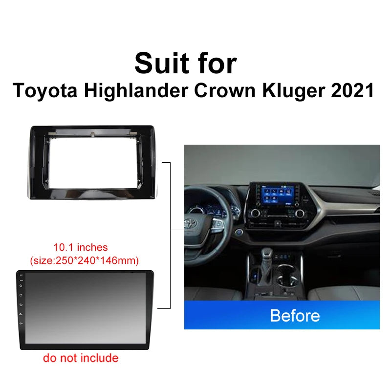 Car Radio For Toyota Highlander Crown Kluger 2021 Android 2 Din dvd gps Stereo Mounting Bezel Faceplate Frame Kit