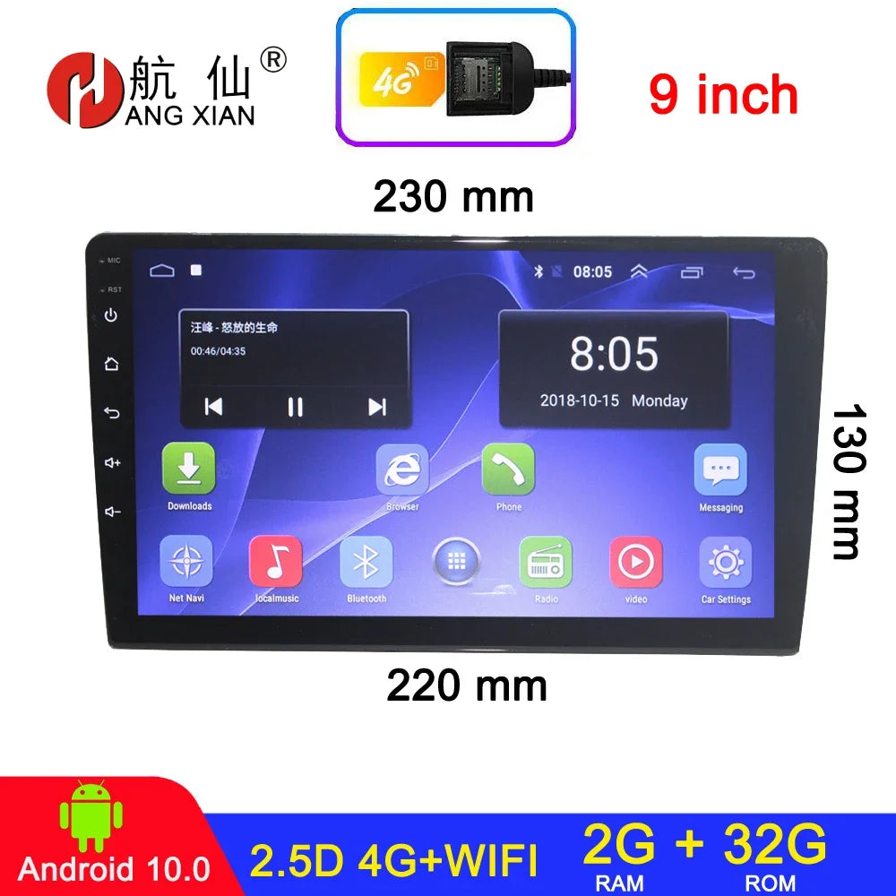 Radio de coche Android 2 DIN, 7, 9 y 10 pulgadas, estéreo, GPS, WIFI, Bluetooth, CarPlay, para Toyota, Volkswagen, Hyundai, Kia, Nissan, Honda y Lada.