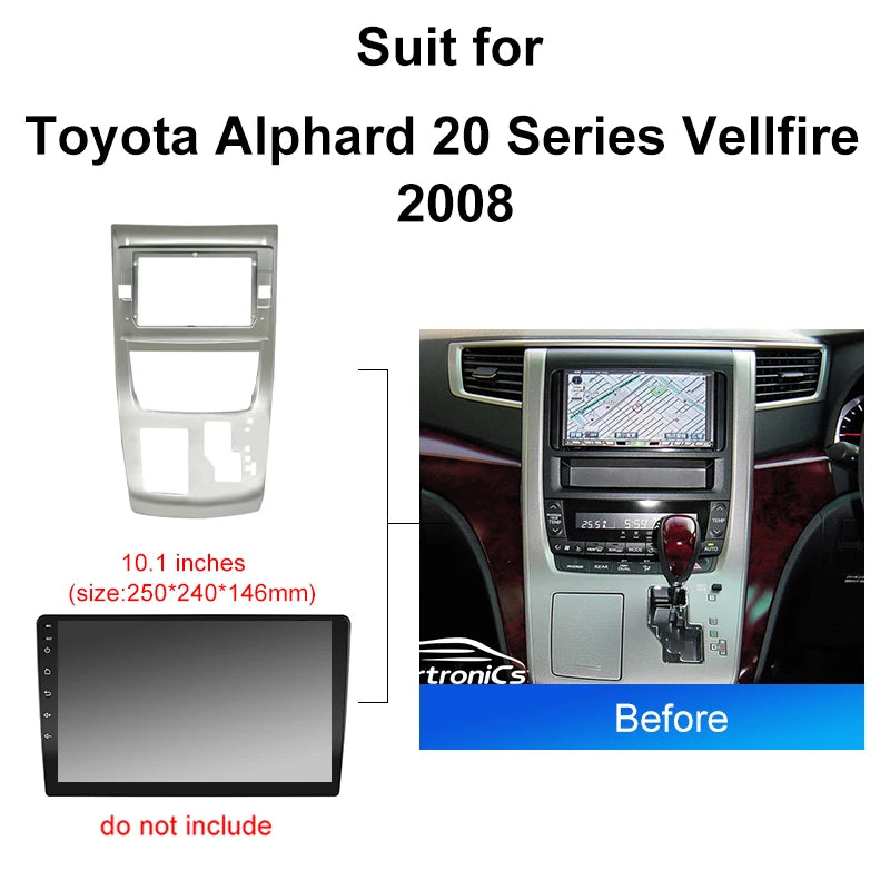 Car Radio For Toyota Alphard 20 Series Vellfire 2008 Android 2 Din dvd gps Stereo Mounting Bezel Faceplate Frame Kit