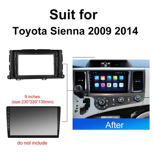 2 din Car DVD Stereo Radio Fascia Dash Panel 2 Frame Trim Kit Fit for Toyota Sienna 2009 2014