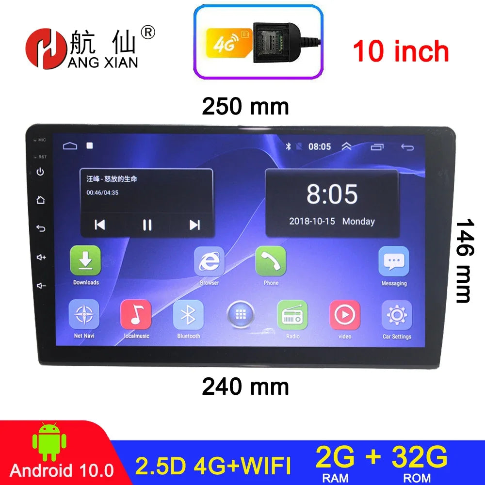 Radio de coche Android 2 DIN, 7, 9 y 10 pulgadas, estéreo, GPS, WIFI, Bluetooth, CarPlay, para Toyota, Volkswagen, Hyundai, Kia, Nissan, Honda y Lada.