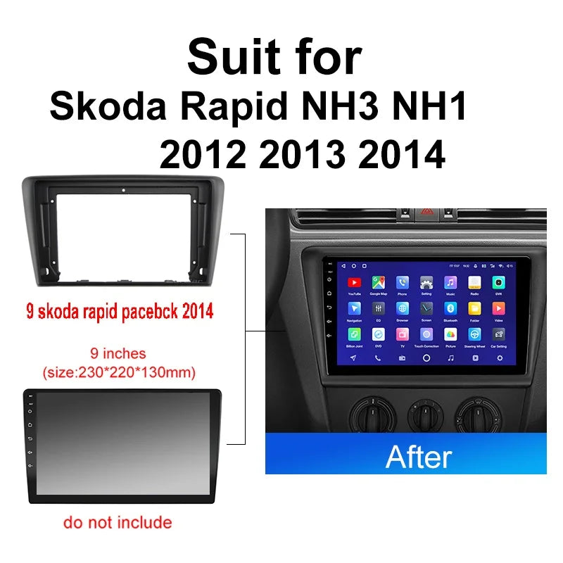 2 DIN Car Radio For Skoda Rapid NH3 NH12012 2014 Android 2 Din dvd gps Stereo Mounting Bezel Faceplate Frame Kit