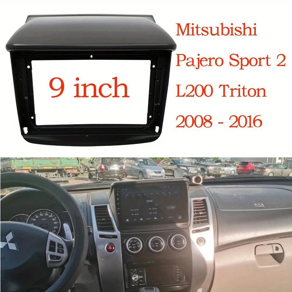 Facias de radio para automóvil de 9 pulgadas diseñadas para modelos Mitsubishi Pajero Sport, L200 y Triton de 2008 a 2016 Marco estéreo para automóvil 2 DIN