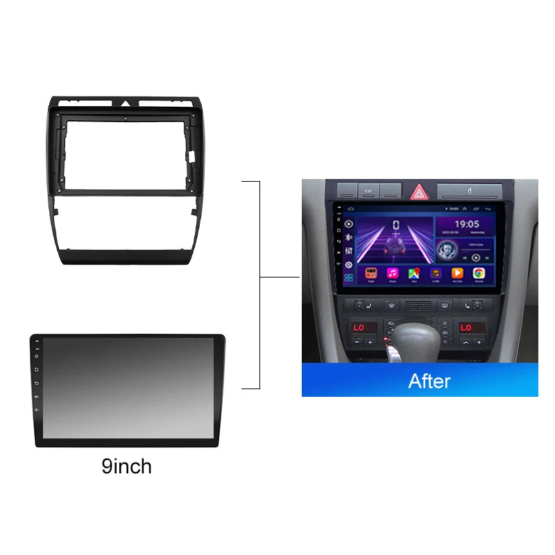 2 DIN Car Radio For Audi A6 S6 RS6 Allroad 1997-2004 Android 2 Din dvd gps Stereo Mounting Bezel Faceplate Frame Kit