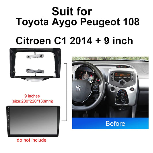 Car Radio For Toyota Aygo Peugeot 108 Citroen C1 2014 Android 2 Din dvd gps Stereo Mounting Bezel Faceplate Frame Kit