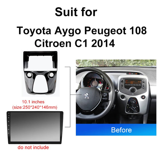 Car Radio For Toyota Aygo Peugeot 108 Citroen C1 2014 Android 2 Din dvd gps Stereo Mounting Bezel Faceplate Frame Kit