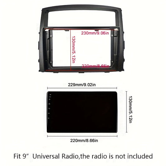 9 inch Car Radio Frame Fascia For Mitsubishi Pajero 4 / Shogun / Montero 2007+ auto Dash Trim Kits Panel car Radio Multimedia Dash Kit frame