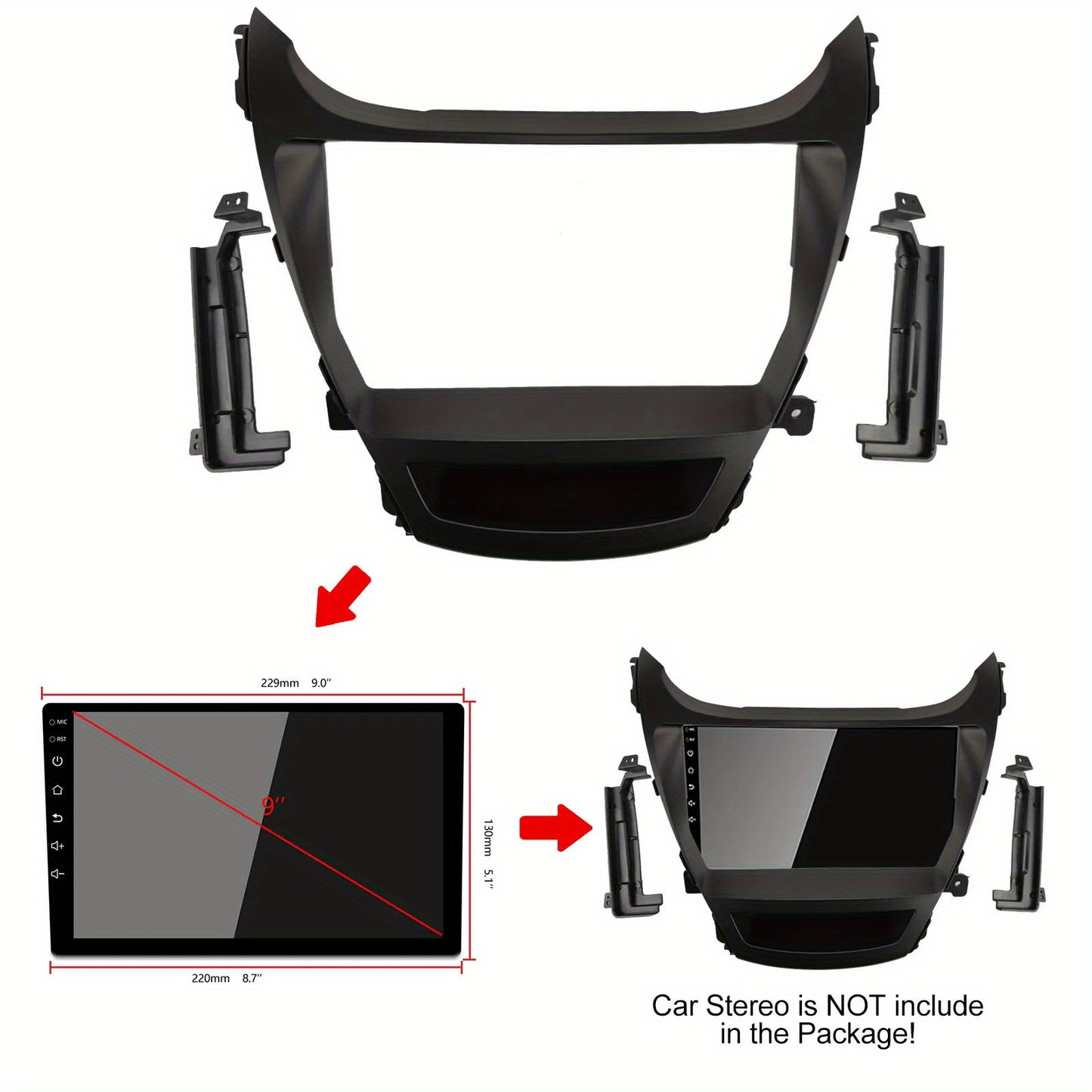 9 inch Car Radio Frame Fascia For Hyundai Elantra 2011-2013 auto Dash Trim Kits Panel car Radio Multimedia Dash Kit frame