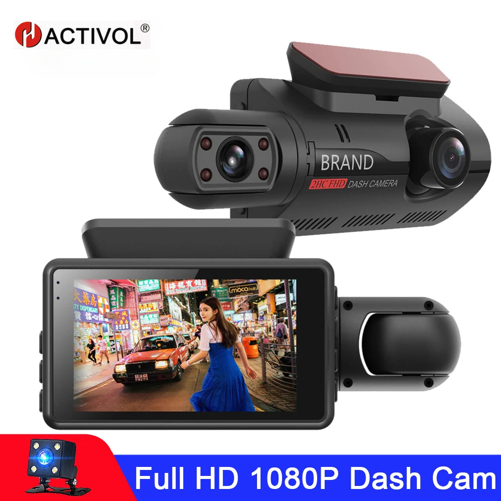 Cámara DVR para coche FHD con grabación dual, videocámara oculta, 1080P, visión nocturna, monitoreo de estacionamiento, sensor G