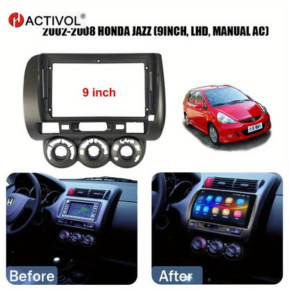 9 inch Car Radio Frame Fascia For HONDA JAZZ for Fit for City 2002-2008 MANUAL AC LHD auto Dash Trim Kits Panel car Radio Multimedia Dash Kit frame