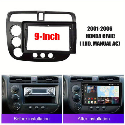 9 inch Car Radio Frame Fascia For HONDA Civic 2001-2006  auto Dash Trim Kits Panel car Radio Multimedia Dash Kit frame