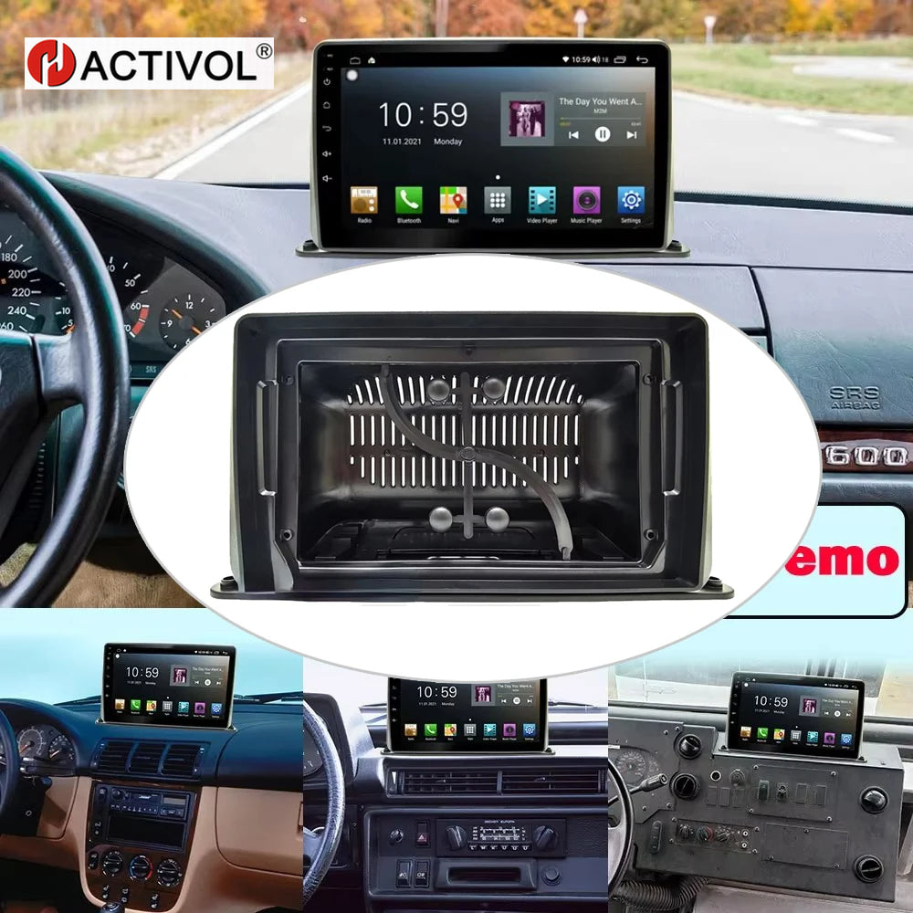 Marco de radio 2 DIN de 9/10" para coche antiguo, camión, caravana, autocaravana, estéreo, panel de instrumentos doble DIN, marco universal para radio de coche. 