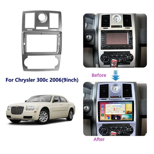 9-Inch Car Audio Fascia Frame Stereo for Chrysler 300C 2005-2007- 2Din Dash Fitting Panel Kit Without Battery Frame Fascias