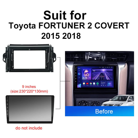 car audio Radio Frame For Toyota FORTUNER 2 COVERT 2015 2018 2DIN Fascia dvd Stereo Panel Harness Wire adapter