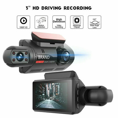 Cámara DVR para coche FHD con grabación dual, videocámara oculta, 1080P, visión nocturna, monitoreo de estacionamiento, sensor G 