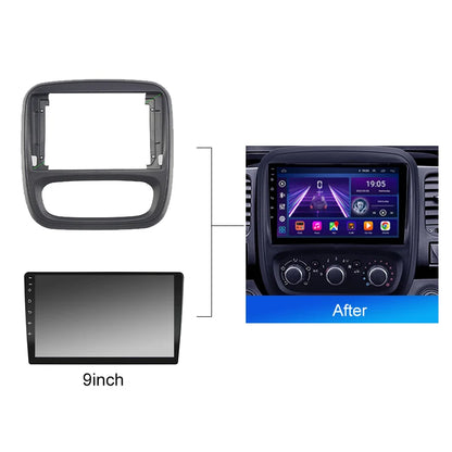 Car Radio For Renault Trafic 3 2014 - 2021 For Opel Vivaro B 2014 - 2018 Android 2 Din Stereo Mounting Bezel Faceplate Frame Kit