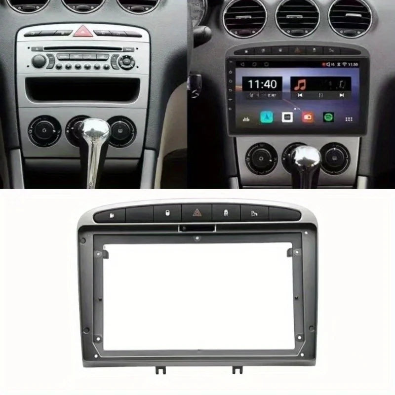 2 Din Car Frame Fascia Audio Fitting Adaptor Dash Trim Facia Panel 9inch For PEUGEOT 308 408 2010-2016 Double Radio Player